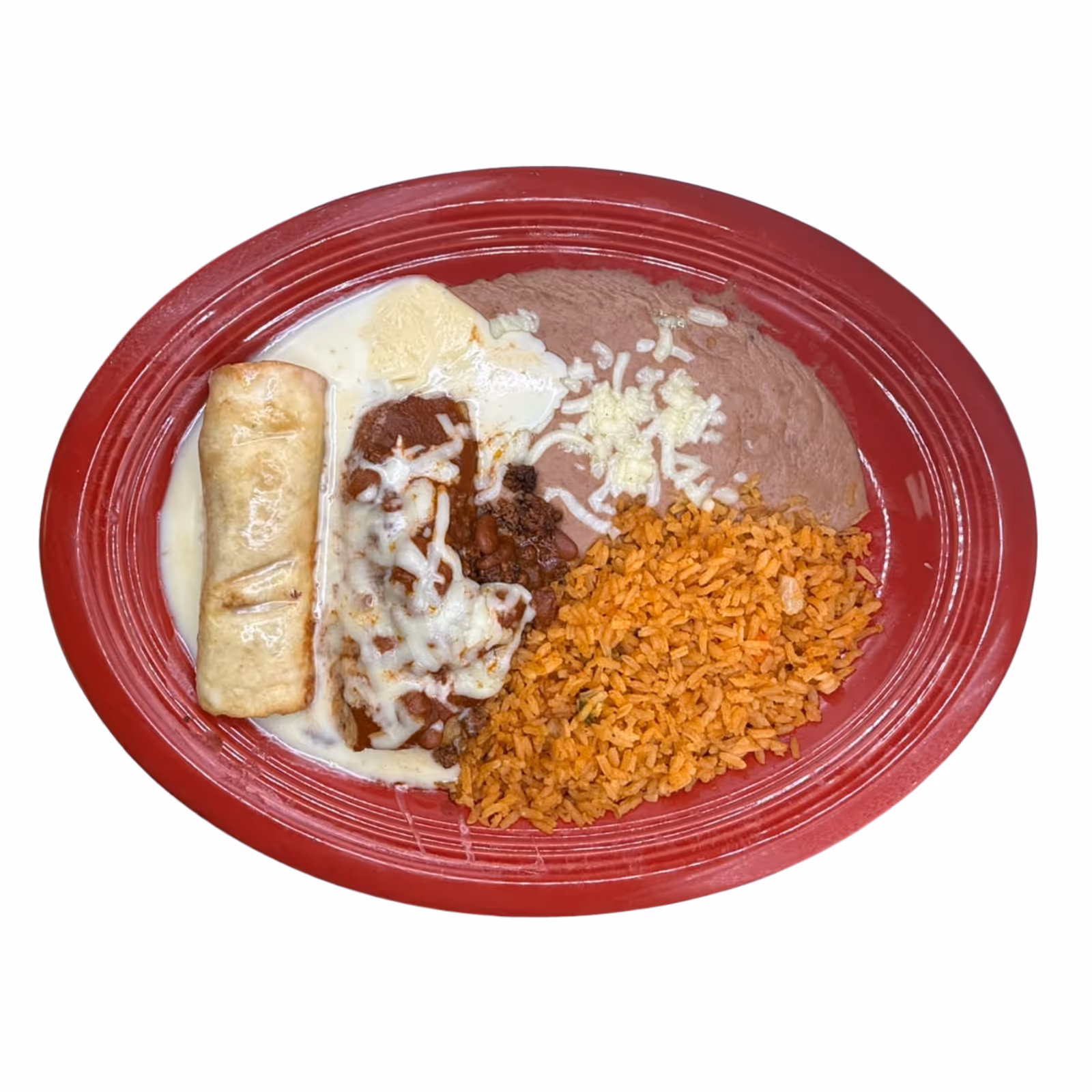 #7 One ground beef burrito, one ground beef enchilada